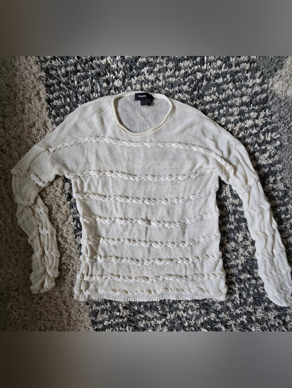 Theory Women's Cream Knit Long-Sleeve Sweater